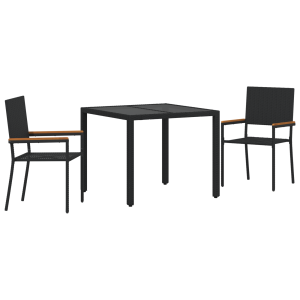 Set de Comedor para Jardín  de 3 Piezas Negro de Poliratán H