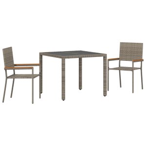 Conjunto de Jantar de Jardim  3 Peças Cinza Polyrattan H