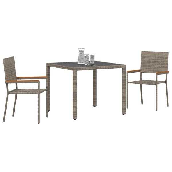 Conjunto de Jantar de Jardim  3 Peças Cinza Polyrattan M 3