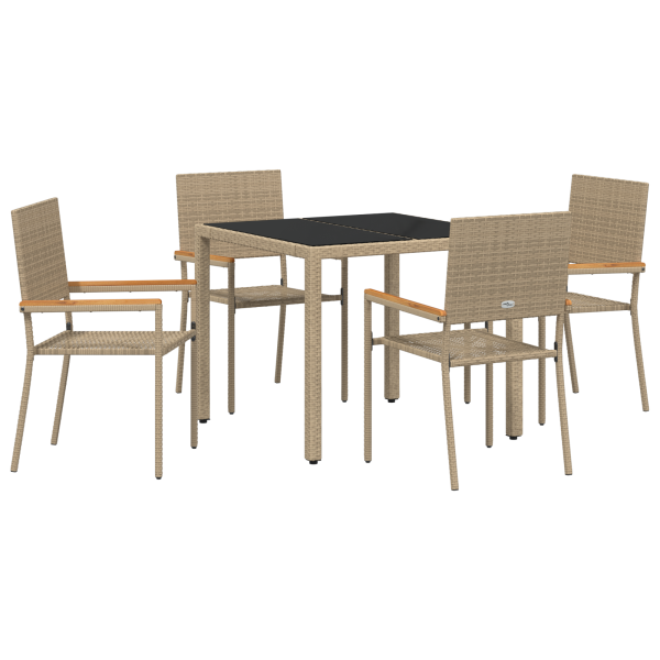 Conjunto de Comedor de Jardín  de 5 Piezas Beige de Poliratán M 2