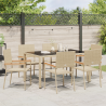 Conjunto de Comedor de Jardín Beige Ratán Poliéster de 7 Piezas 4