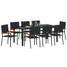 Conjunto de Jantar de Jardim de 9 Peças  Preto Rattan Polimérico 3