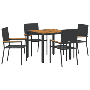 Conjunto de Jantar de Jardim  5 Peças Rattan Preto H
