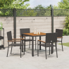 Conjunto de Jantar de Jardim  5 Peças Rattan Preto 4