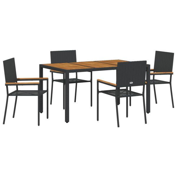 Juego de Comedor de Jardín de 5 Piezas Poliratán Negro M 2