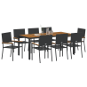 Conjunto de Jantar de Jardim  9 Peças Polirattan Preto 3