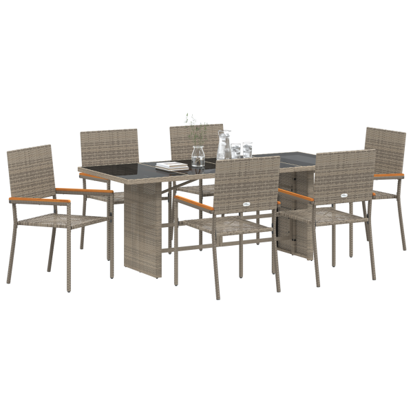 Conjunto de comedor de jardín de 7 piezas  Gris Poliratán M 3