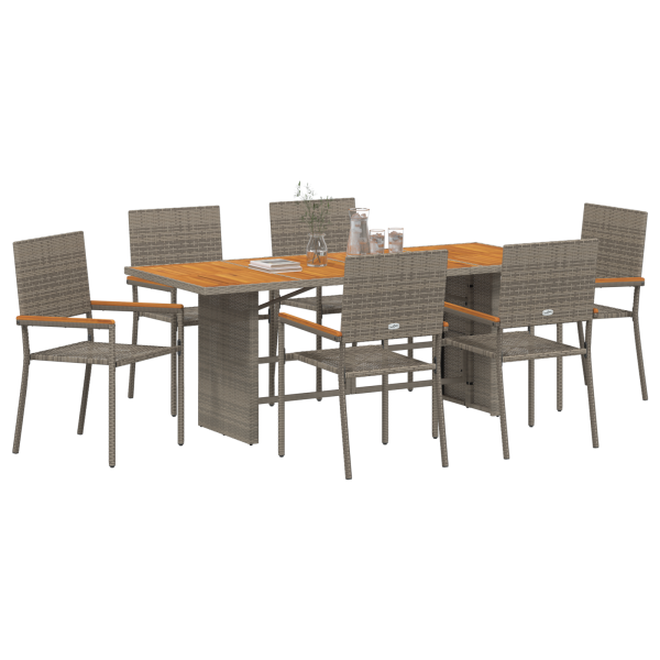Conjunto de Comedor de Jardín  de 7 Piezas Gris Poliratán M 3