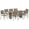 Juego de Comedor de Jardín  de 9 Piezas Gris Poliratán 3