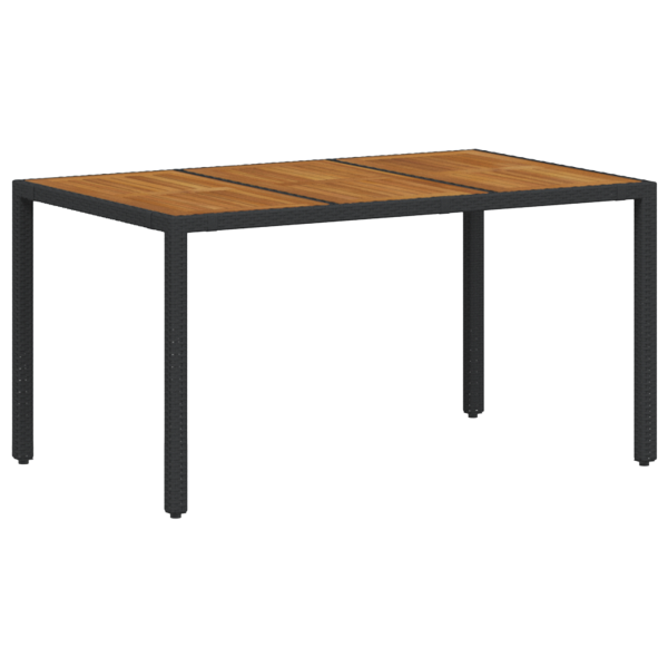 Juego de Comedor de Jardín de 5 Piezas Negro de Poliratán y Acacia M 5