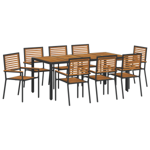 Conjunto de Jantar para Jardim  9 Peças Preto Polyrattan Acácia H