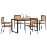 Set de Comedor Jardín de 5 Piezas Negro Poly Ratan Acacia 3