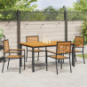 Conjunto de Jantar Jardim 5 Peças  Preto Polyrattan Acácia 4
