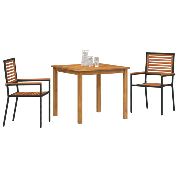 Conjunto de Jantar para Jardim 3 pcs Preto 85 x 85 x 74 cm M 3