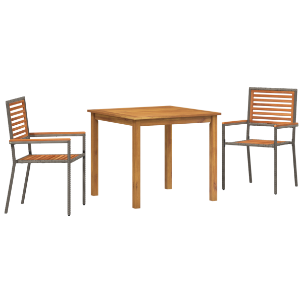 Conjunto de Jantar para Jardim 3 pcs Cinzeto 85 x 85 x 74 cm M 2