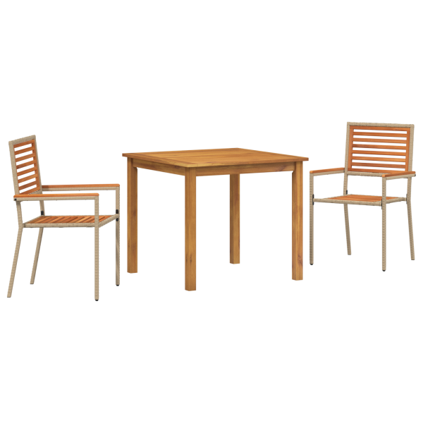 Conjunto de Jantar de Jardim 3 pcs Bege 85 x 85 x 74 cm M 2
