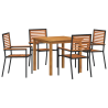 Conjunto de Jantar para Jardim 5 pcs Preto 85 x 85 x 74 cm 2