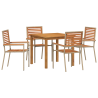 Conjunto de Jantar para Jardim 5 pcs Bege 85 x 85 x 74 cm 2