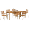 Conjunto de Comedor de Jardín  de 7 Piezas Beige Poliratán Acacia 3