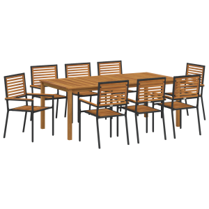 Juego de Comedor de Jardín  9 Piezas Acacia Rattan Negro H