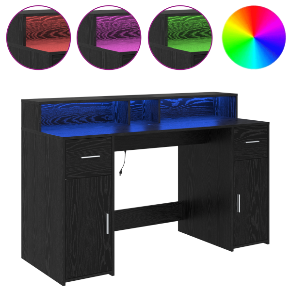 Mesa Carvalho Preto 140x55x91 cm Madeira Engenheirada M 4