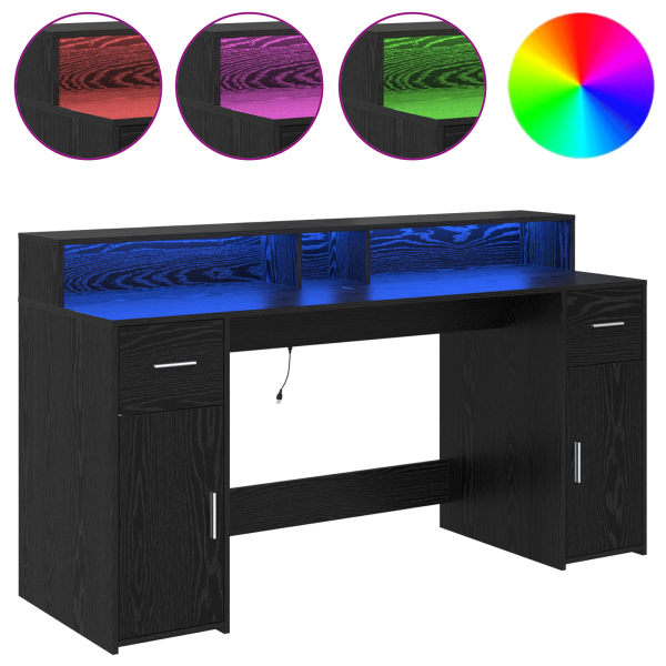 Escrivaninha Carvalho Preto 160x55x91 cm Madeira Engenheirada M 4