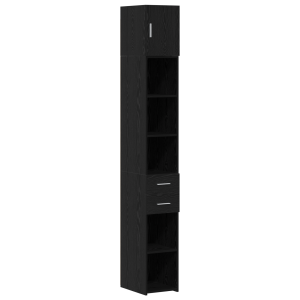 Gabinete de Almacenamiento Slim  Roble Negro 30x42.5x225 cm Madera Ingienrada H