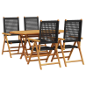 Mesa de Jardim Dobrável Manual 5 pcs Preto 2