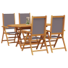 Juego de Comedor de Jardín de 5 Piezas de Acacia de Madera Sólida Anthracite 3