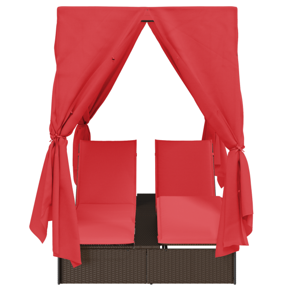 Cama Loungue Dupla Castanho Largo Rattan e Poliéster M 5