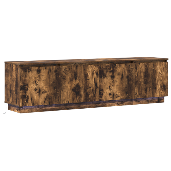 Cabinet para TV con LED de roble ahumado 180x38x49 cm de madera contrachapada M 2