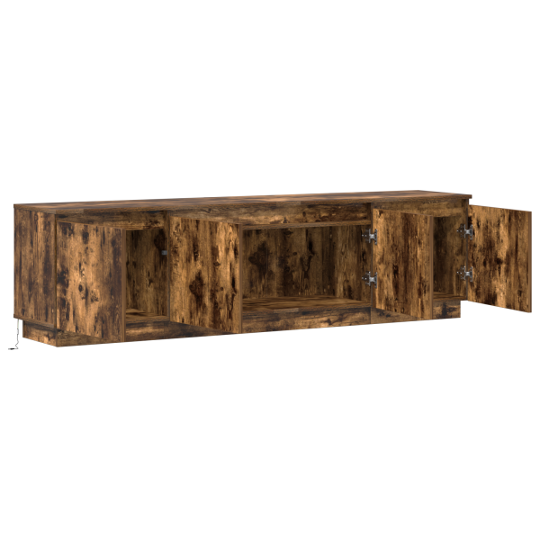 Cabinet para TV con LED de roble ahumado 180x38x49 cm de madera contrachapada M 5