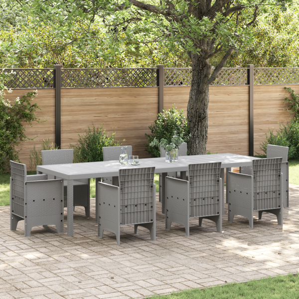 Mesa de Jardín Gris Claro 300x100x73 cm Poly Rattan D