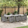 Mesa de Jardim Cinzento-Claro 300x100x73 cm Poli Rattan 1