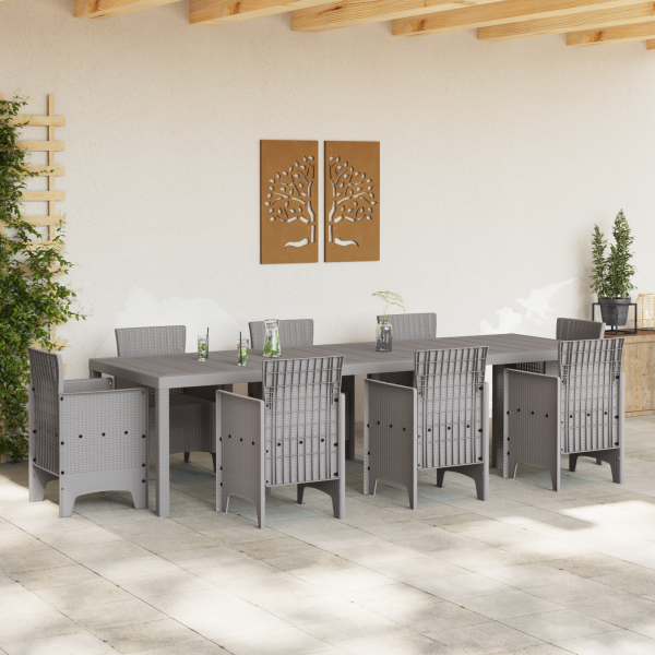 Mesa de Jardim Cinzento-Claro 300x100x73 cm Poli Rattan M 3