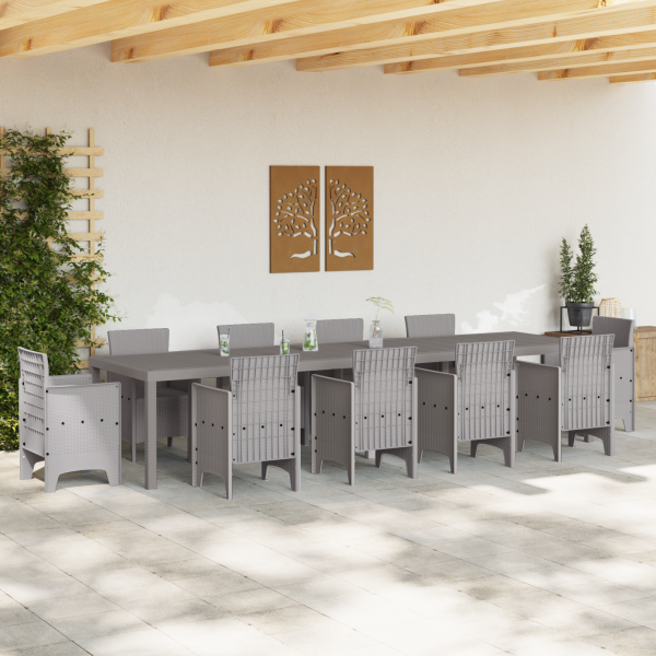 Mesa de Jardim Cinza-Claro 350x100x73 cm Poly Rattan M 3