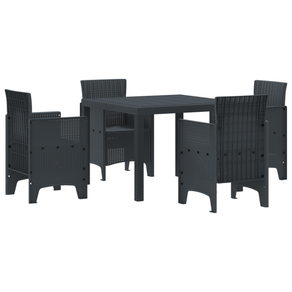 Conjunto de Comedor de Jardín de 5 Piezas Anthracite Poly Rattan M 2