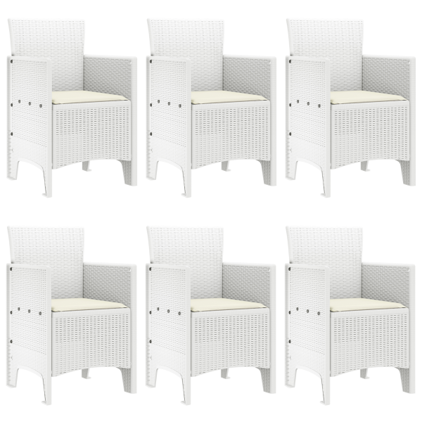 Conjunto de Comedor de Jardín de 7 Piezas con Cojines Blanco Poliratán M 4
