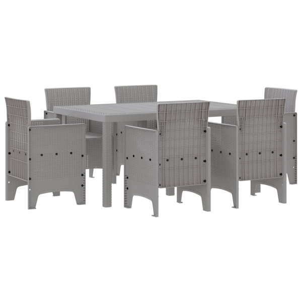 Conjunto de Comedor de Jardín de 7 Piezas Gris Claro de Poly Rattan M 2