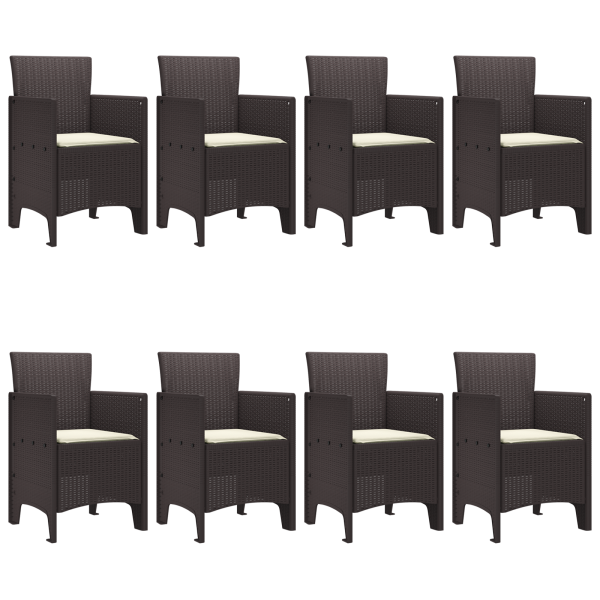 Juego de Comedor de Jardín de 9 Piezas con Cojines Marrón Poliratán M 4