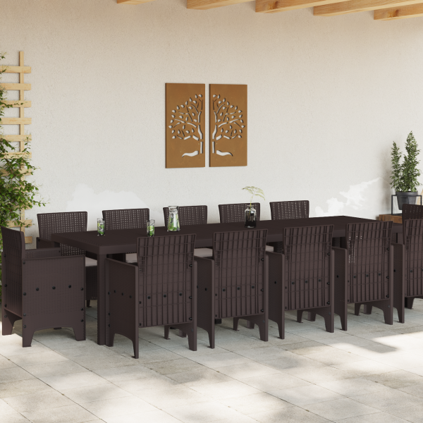 Conjunto de Jantar para Jardim 13 pcs Marrom e Taupe M 3