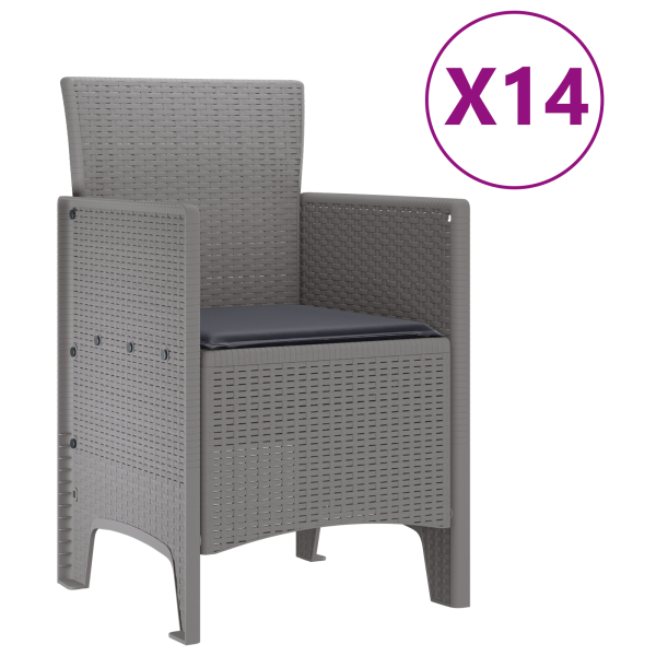 Conjunto de Comedor de Jardín VidaXL de 15 Piezas con Cojines Gris Claro Poliratán M 5