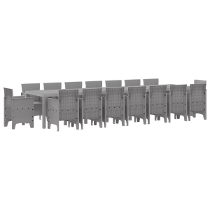 Conjunto de Jantar para Jardim 17 pcs Cinzento-claro Largo Vime H