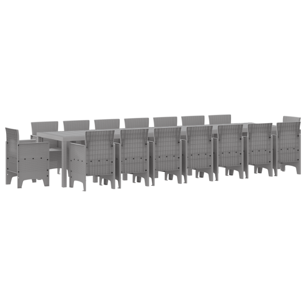 Conjunto de Jantar para Jardim 17 pcs Cinzento-claro Largo Vime M 2