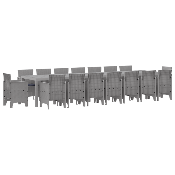 Conjunto de Jantar de Jardim 17 pcs Cinzento-claro M 2