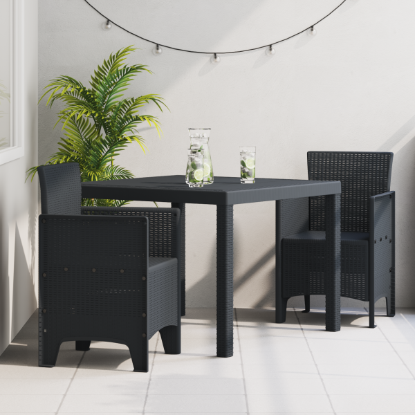 Conjunto de Comedor Jardín de 3 Piezas Anthracite de Polirratán D