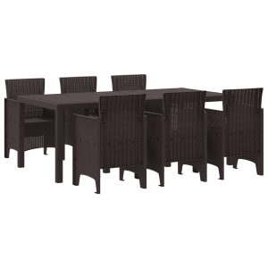 Conjunto de Comedor de Jardín de 7 Piezas Marrón de Ratán Sintético H