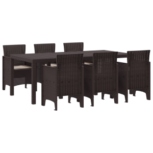 Conjunto de Jantar de Jardim 7 pcs Castanho 200 x 100 x 73 cm H