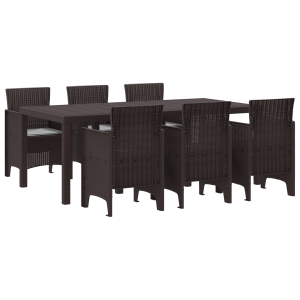 Conjunto de Jantar ao Ar Livre 7 pcs Castanho 200 x 100 x 73 cm H