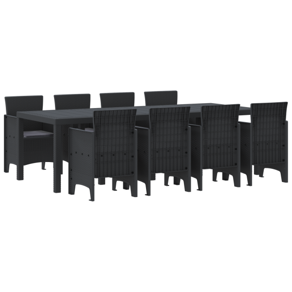 Conjunto de Comedor de Jardín de 9 Piezas con Cojines Anthracite de Poliratán M 2